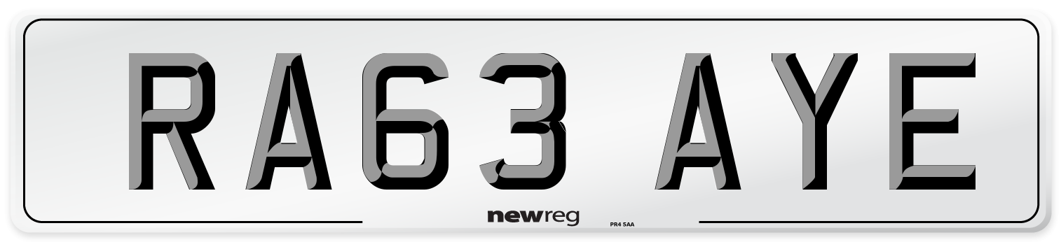 RA63 AYE Number Plate from New Reg